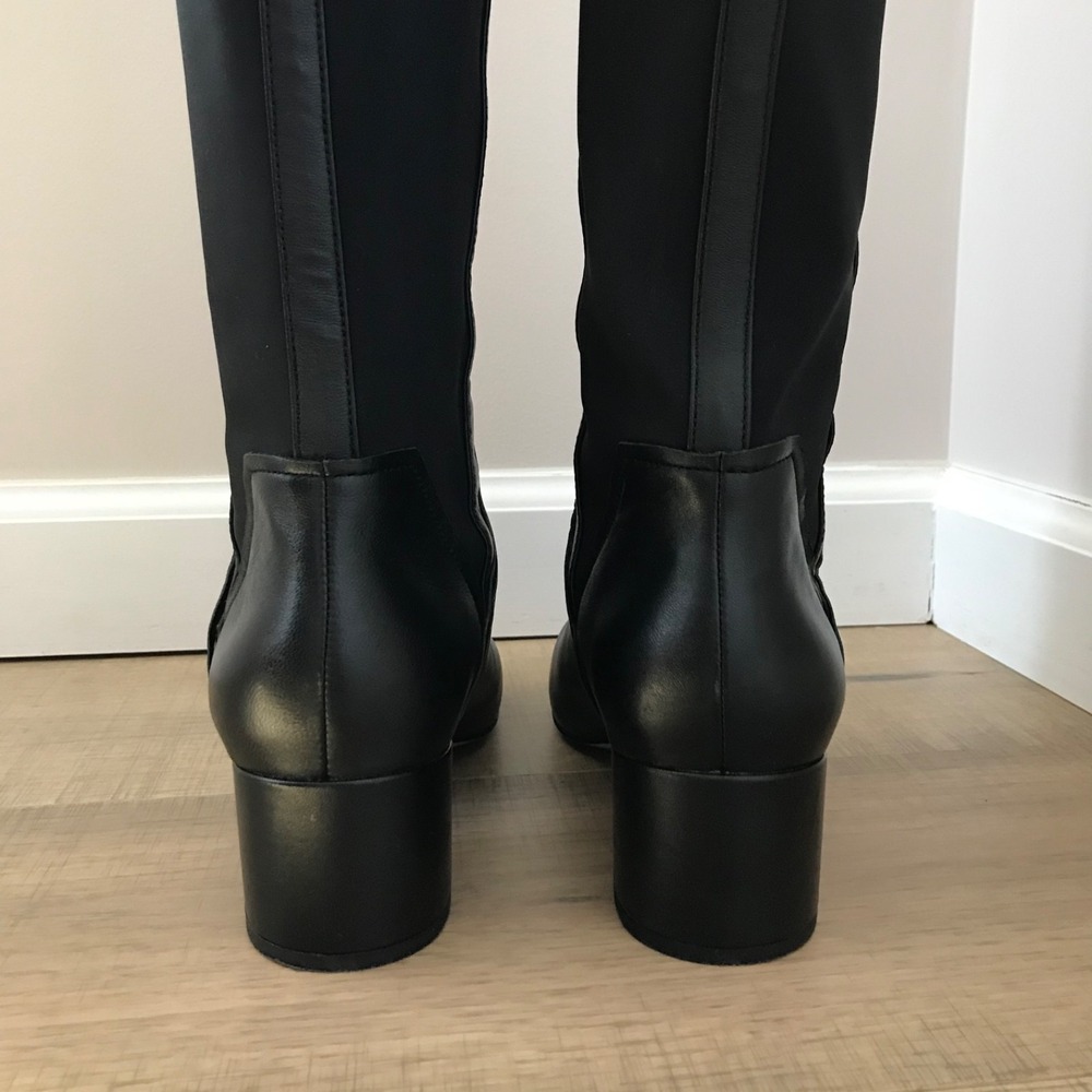 Donald Pliner Cayden Boots Leather Womens Size 9 Black Stretch Knee High Pull On - Picture 7 of 13